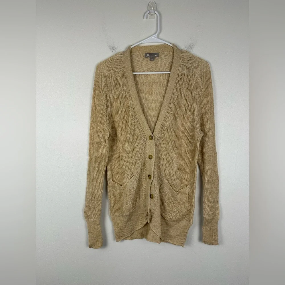 J.Crew Relaxed Cotton-linen Blend Cardigan Knit Breathable Sweater Women’s Sz XS
